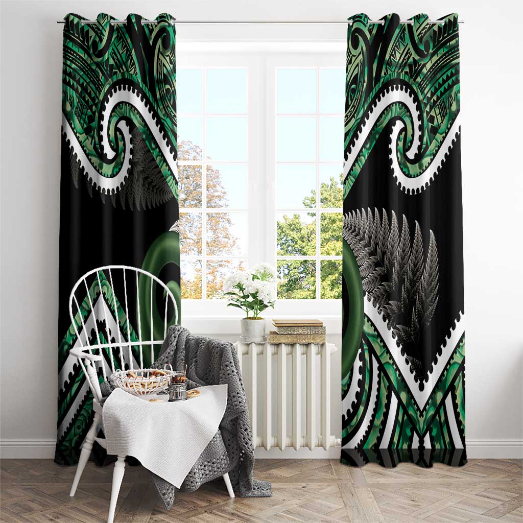 Koru Pounamu Aotearoa Window Curtain Maori Paua Shell Mix Silver Fern LT14 - Polynesian Pride