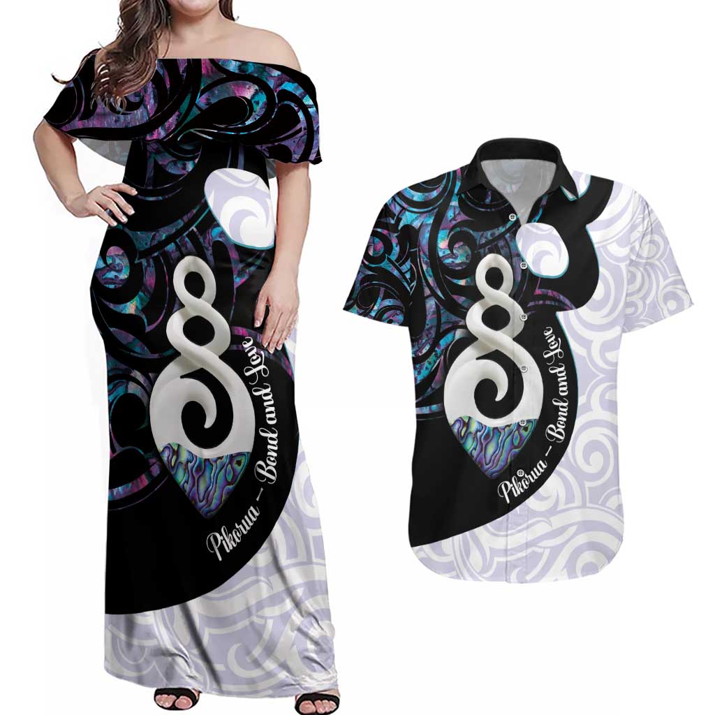 Aotearoa Pikorua Couples Matching Off Shoulder Maxi Dress and Hawaiian Shirt NZ Twist - Bond And Love