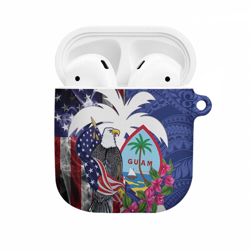 United States Guam AirPods Case USA Eagle Guahan Seal Bougainvillea LT14 Blue - Polynesian Pride