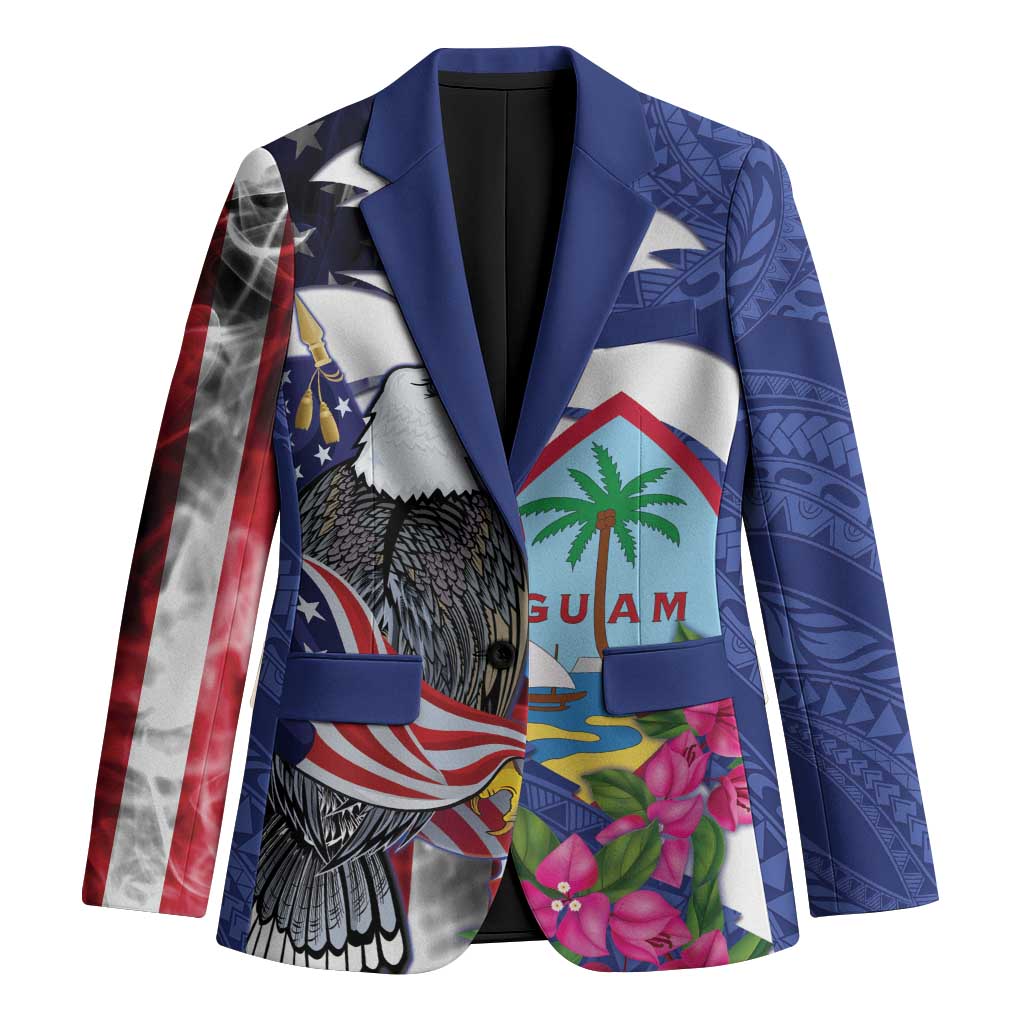 United States Guam Blazer USA Eagle Guahan Seal Bougainvillea LT14 Unisex Blue - Polynesian Pride