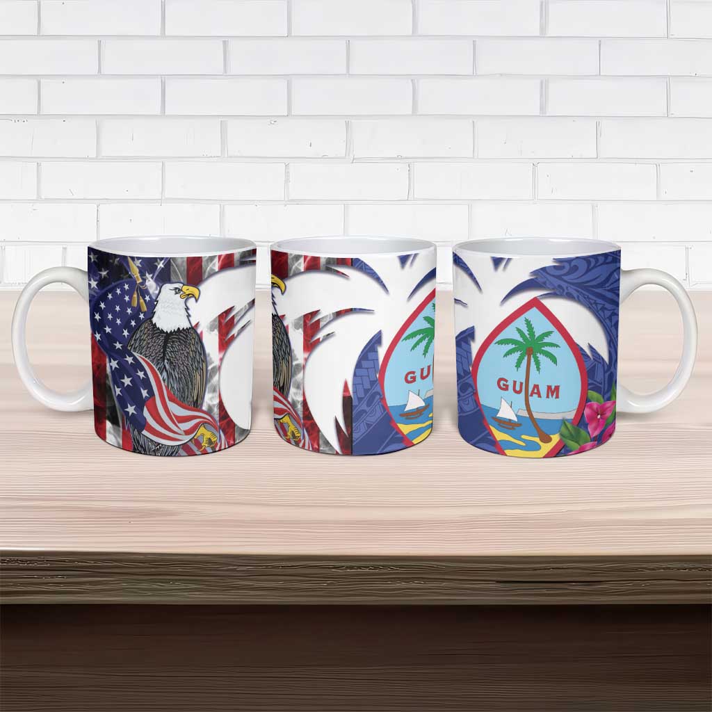 United States Guam Ceramic Mug USA Eagle Guahan Seal Bougainvillea LT14 - Polynesian Pride