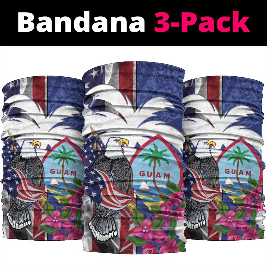United States Guam Neck Gaiter USA Eagle Guahan Seal Bougainvillea LT14 package One Size: 25*50cm Blue - Polynesian Pride