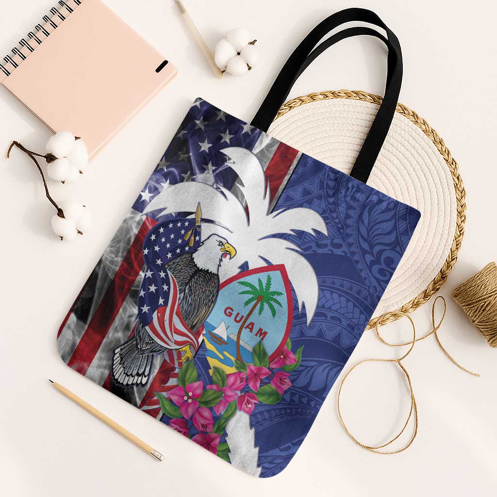 United States Guam Tote Bag USA Eagle Guahan Seal Bougainvillea LT14 Black Strap One Size Blue - Polynesian Pride