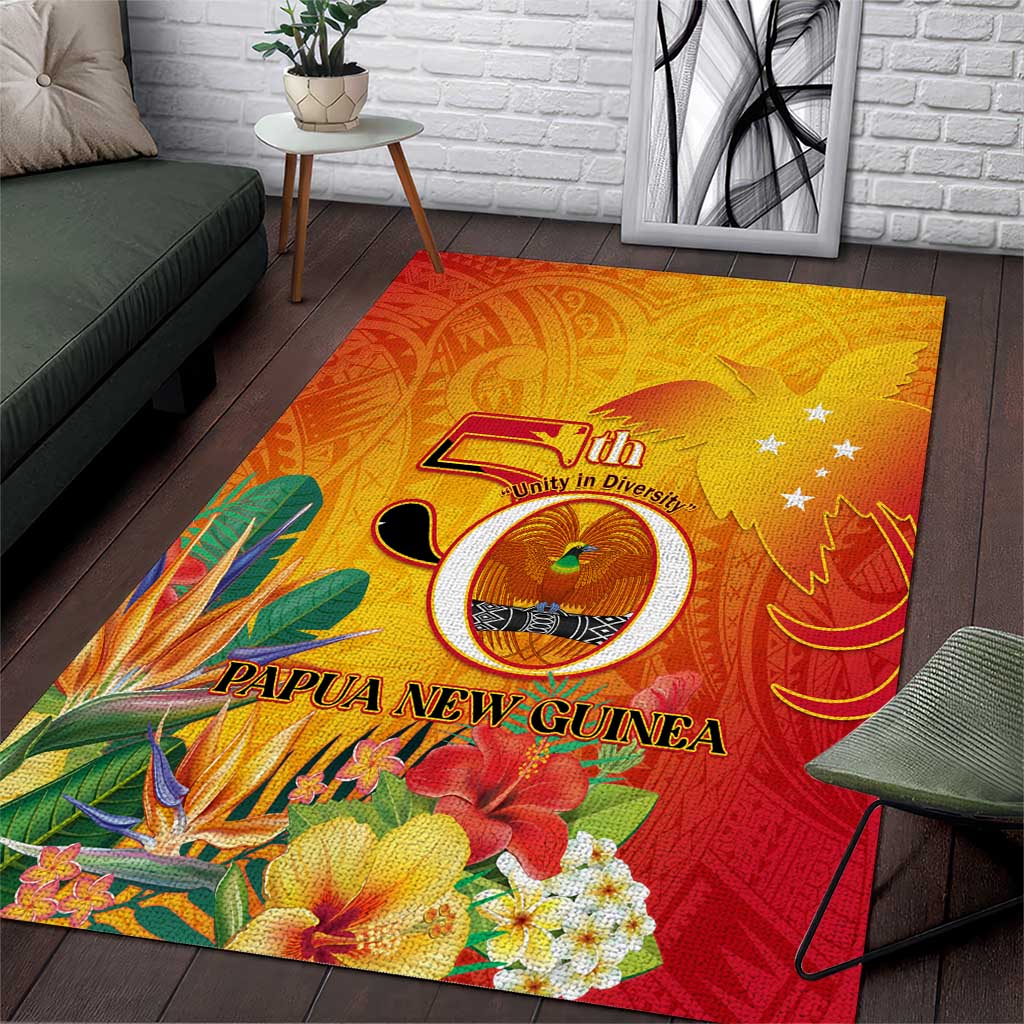 Papua New Guinea Independence Day Area Rug 50th Anniversary Unity in Diversity LT14 Red - Polynesian Pride