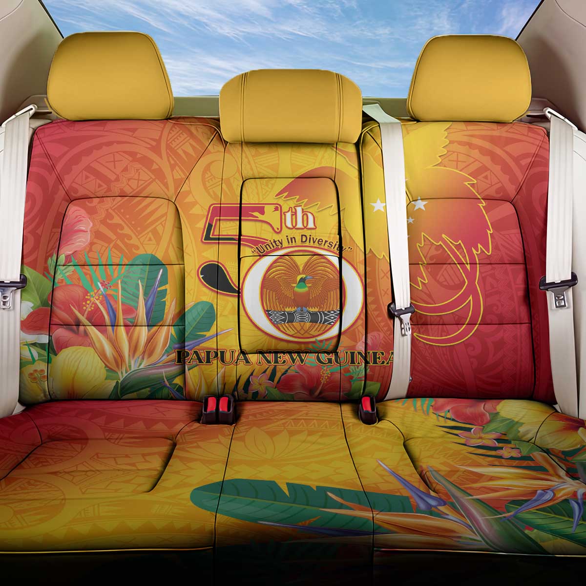 Papua New Guinea Independence Day Back Car Seat Cover 50th Anniversary Unity in Diversity LT14 One Size Red - Polynesian Pride