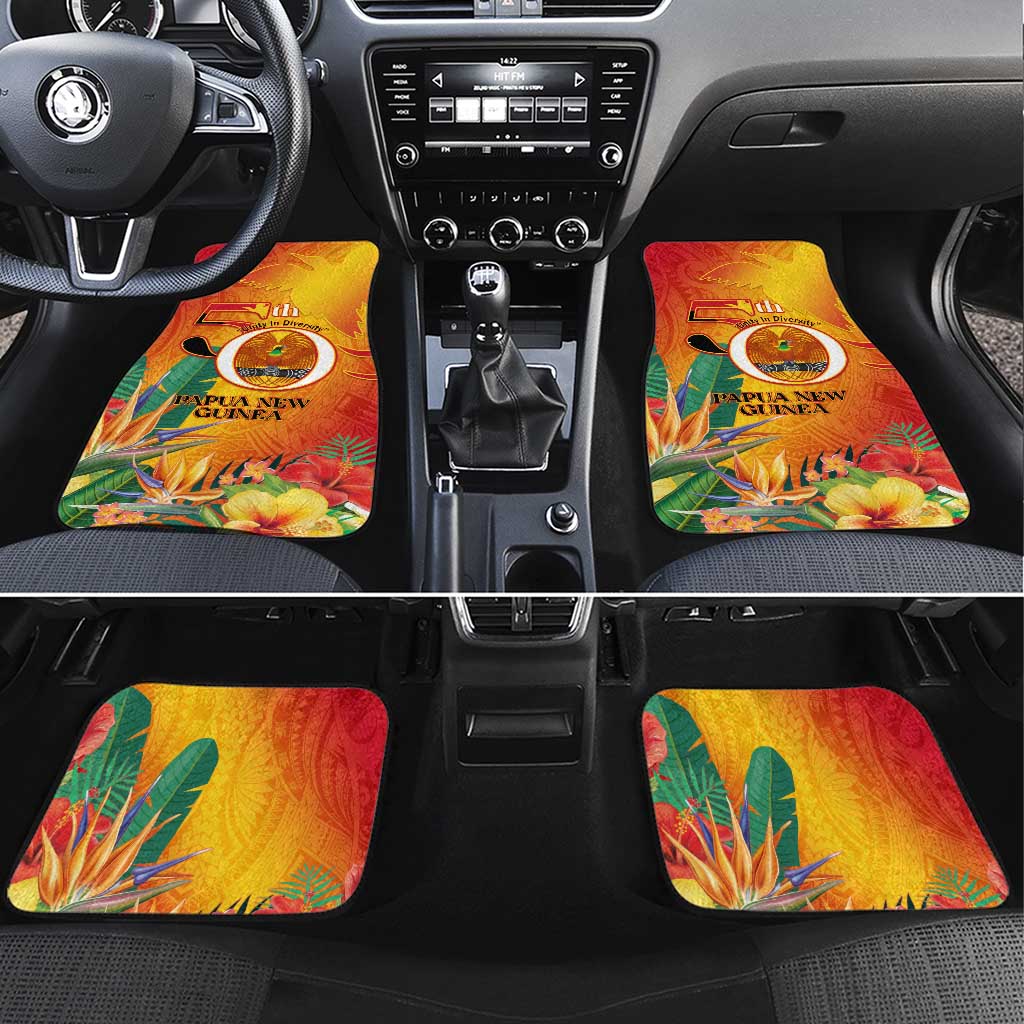 Papua New Guinea Independence Day Car Mats 50th Anniversary Unity in Diversity LT14 Set 4pcs Red - Polynesian Pride