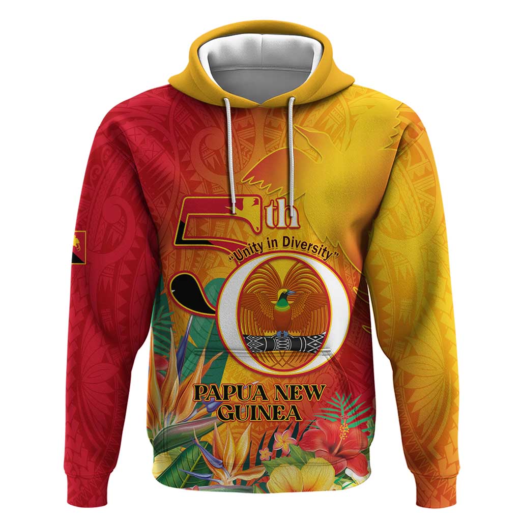Papua New Guinea Independence Day Hoodie 50th Anniversary Unity in Diversity LT14 Pullover Hoodie Red - Polynesian Pride