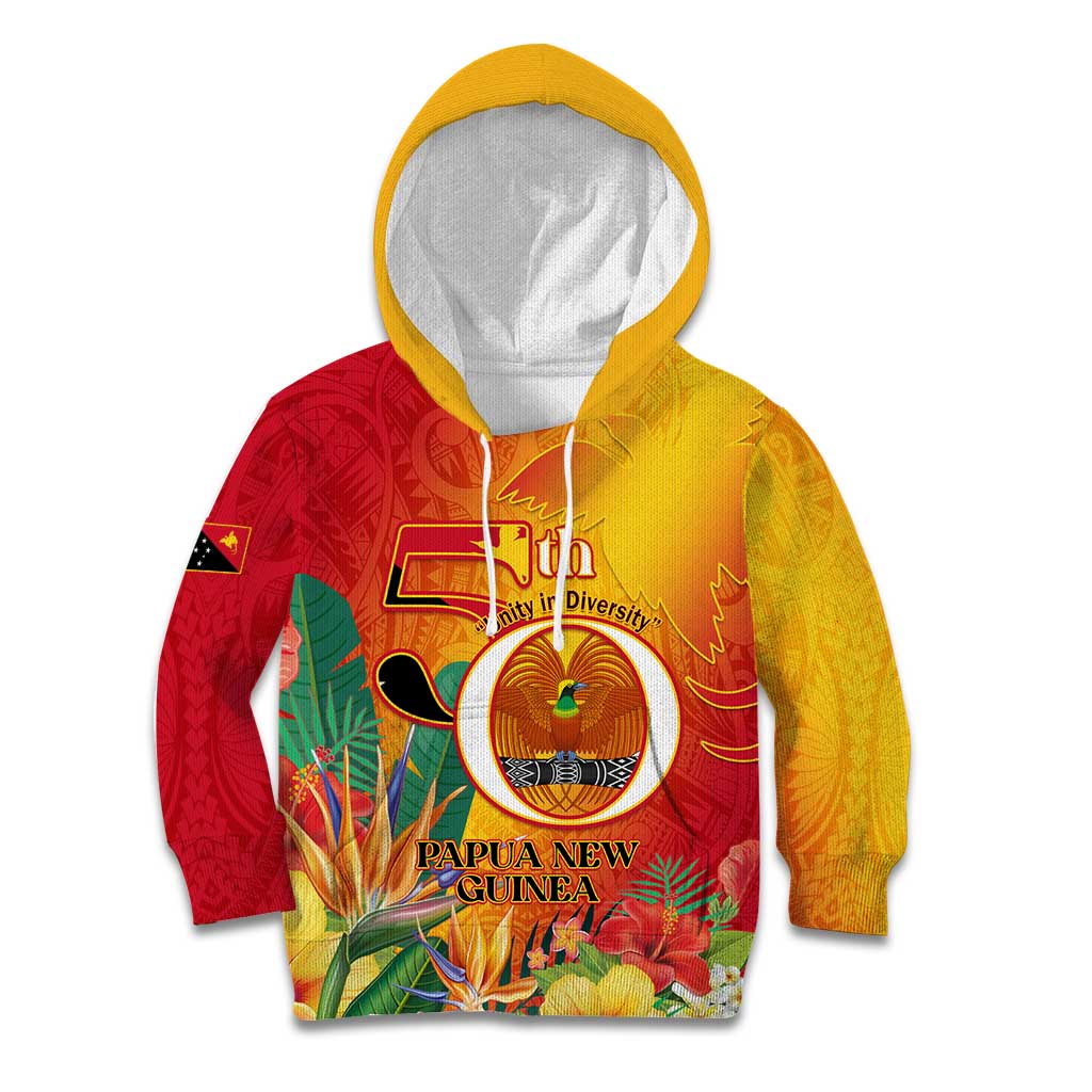 Papua New Guinea Independence Day Kid Hoodie 50th Anniversary Unity in Diversity LT14 Hoodie Red - Polynesian Pride