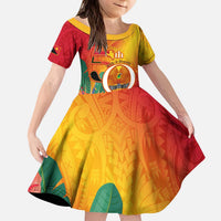Papua New Guinea Independence Day Kid Short Sleeve Dress 50th Anniversary Unity in Diversity LT14 KID Red - Polynesian Pride