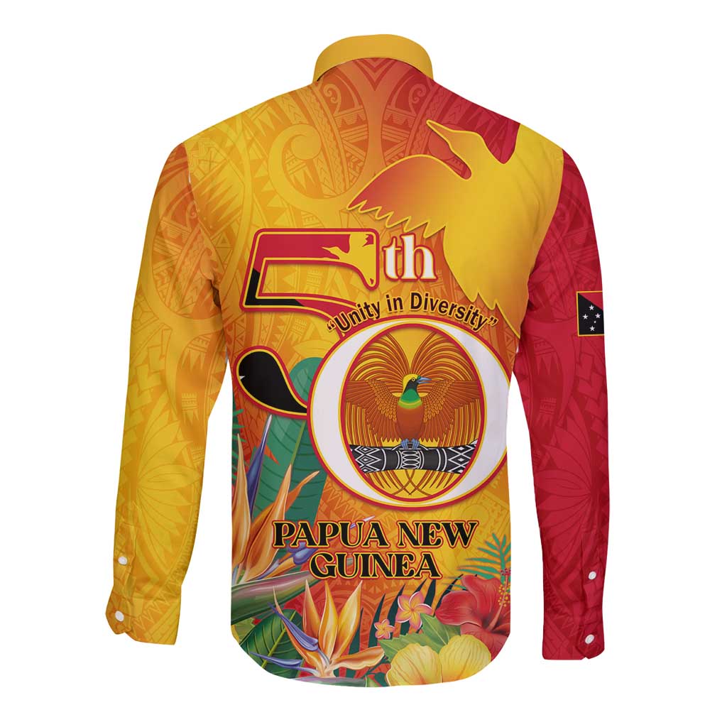 Papua New Guinea Independence Day Long Sleeve Button Shirt 50th Anniversary Unity in Diversity LT14 - Polynesian Pride
