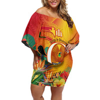 Papua New Guinea Independence Day Off Shoulder Short Dress 50th Anniversary Unity in Diversity LT14 Women Red - Polynesian Pride