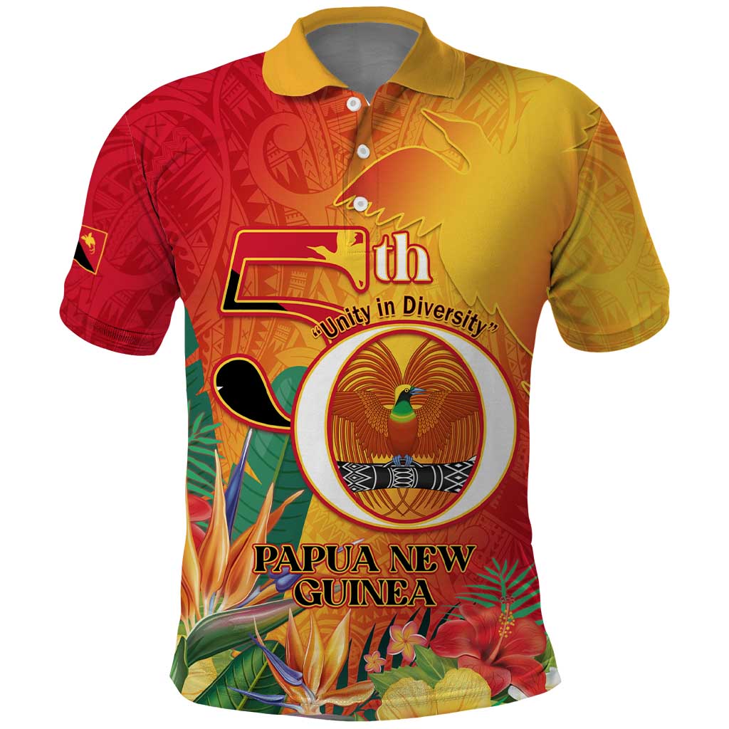 Papua New Guinea Independence Day Polo Shirt 50th Anniversary Unity in Diversity LT14 Red - Polynesian Pride