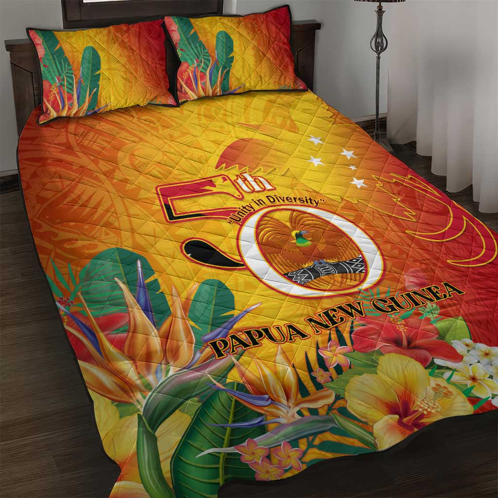 Papua New Guinea Independence Day Quilt Bed Set 50th Anniversary Unity in Diversity LT14 Red - Polynesian Pride