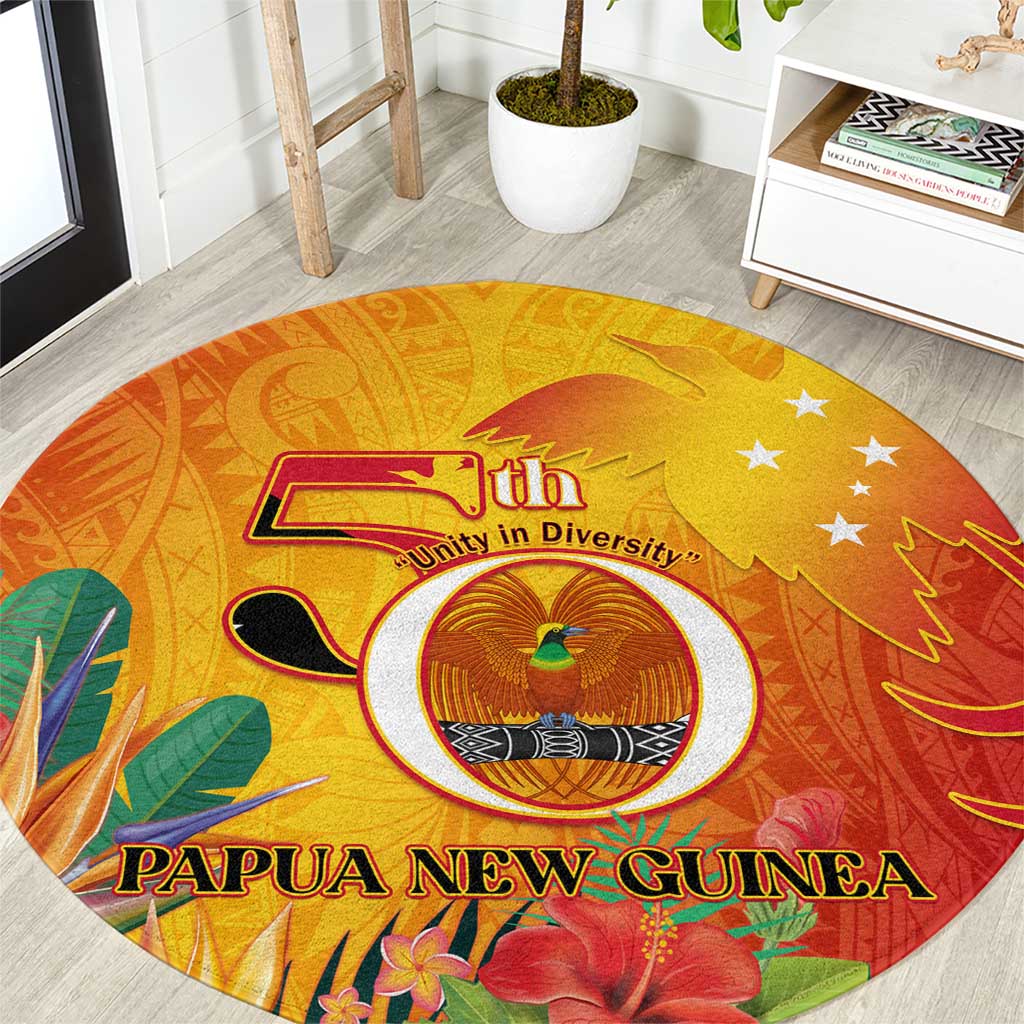 Papua New Guinea Independence Day Round Carpet 50th Anniversary Unity in Diversity LT14 Red - Polynesian Pride