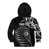 Personalised New Zealand Silver Fern Lacrosse Kid Hoodie Aotearoa Maori Pattern LT14 - Polynesian Pride