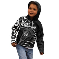 Personalised New Zealand Silver Fern Lacrosse Kid Hoodie Aotearoa Maori Pattern LT14 - Polynesian Pride