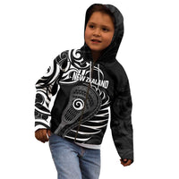 Personalised New Zealand Silver Fern Lacrosse Kid Hoodie Aotearoa Maori Pattern LT14 - Polynesian Pride
