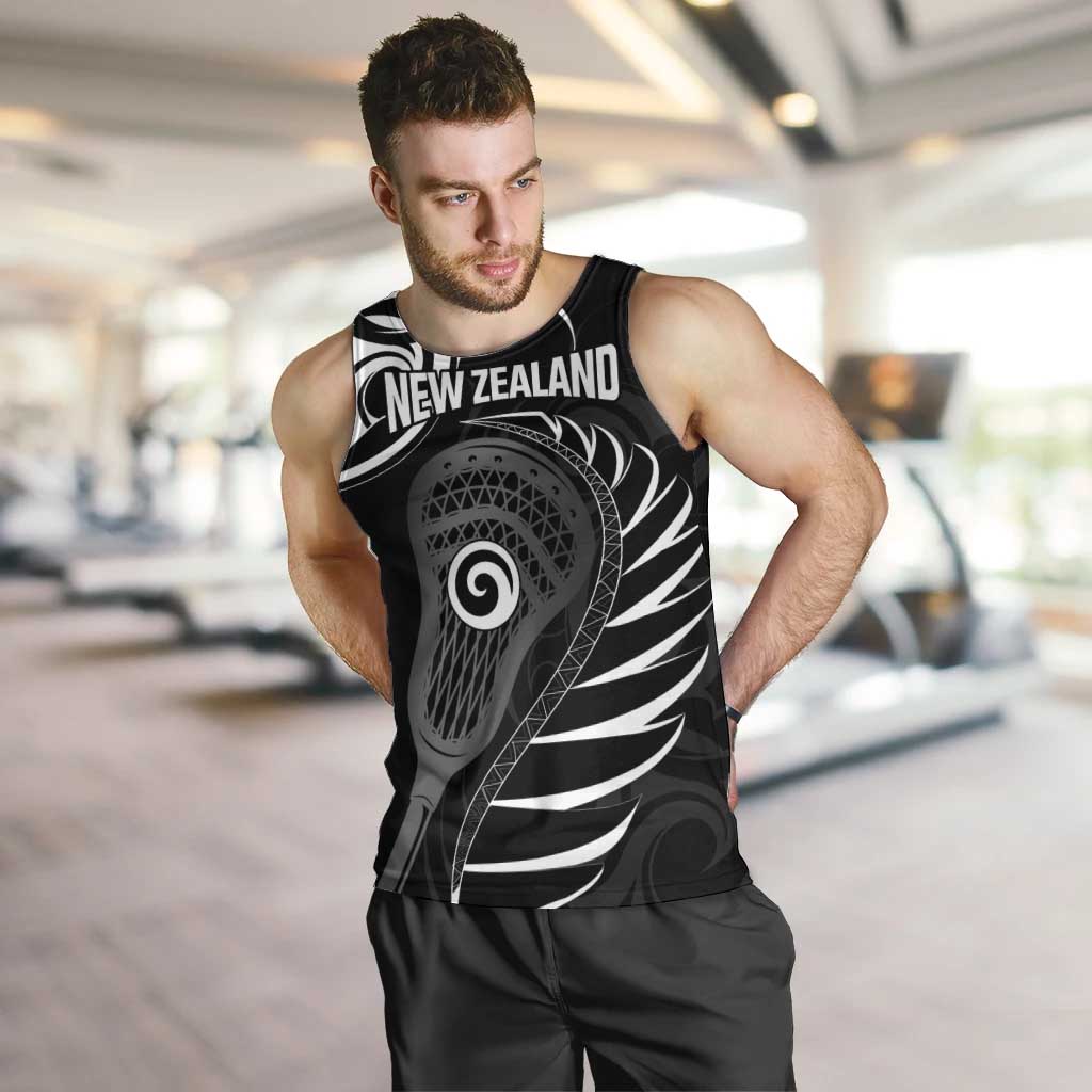 Personalised New Zealand Silver Fern Lacrosse Men Tank Top Aotearoa Maori Pattern