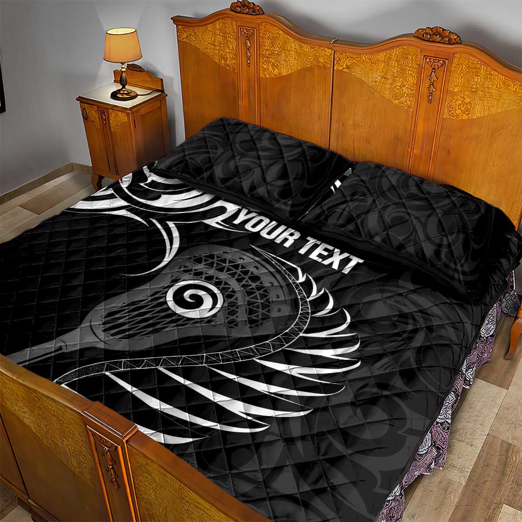Personalised New Zealand Silver Fern Lacrosse Quilt Bed Set Aotearoa Maori Pattern LT14 - Polynesian Pride