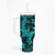 Polynesian Tumbler With Handle Turquoise Hawaiian Tribal Hammerhead Shark