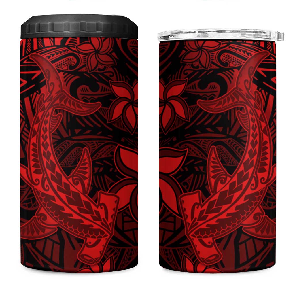 Polynesian 4 in 1 Can Cooler Tumbler Red Hawaiian Tribal Hammerhead Shark LT14 One Size: 16 oz Red - Polynesian Pride