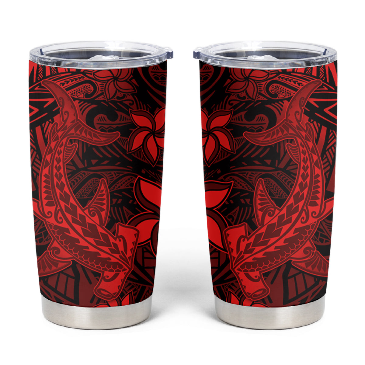 Polynesian Tumbler Cup Red Hawaiian Tribal Hammerhead Shark LT14 Red - Polynesian Pride