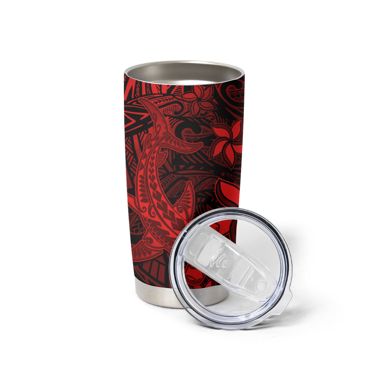 Polynesian Tumbler Cup Red Hawaiian Tribal Hammerhead Shark LT14 - Polynesian Pride