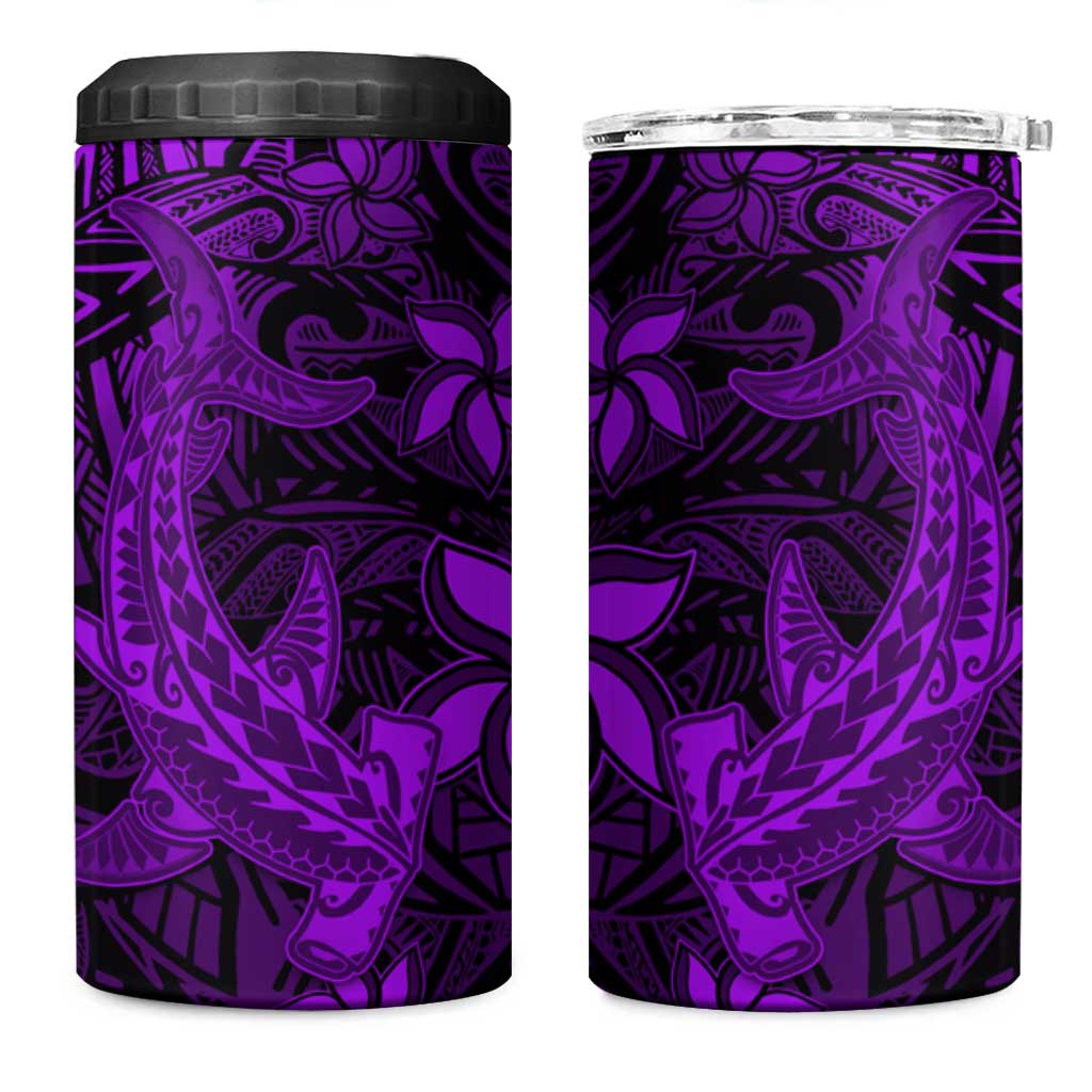 Polynesian 4 in 1 Can Cooler Tumbler Purple Hawaiian Tribal Hammerhead Shark LT14 One Size: 16 oz Purple - Polynesian Pride