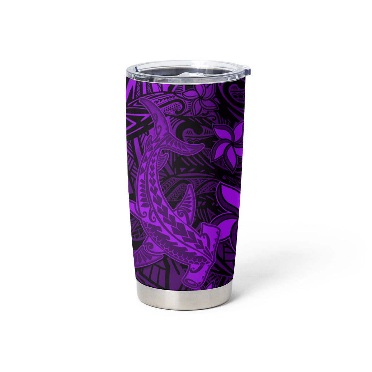 Polynesian Tumbler Cup Purple Hawaiian Tribal Hammerhead Shark LT14 - Polynesian Pride
