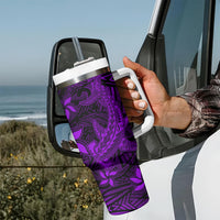 Polynesian Tumbler With Handle Purple Hawaiian Tribal Hammerhead Shark LT14 - Polynesian Pride