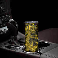 Polynesian Skinny Tumbler Gold Hawaiian Tribal Hammerhead Shark LT14 - Polynesian Pride