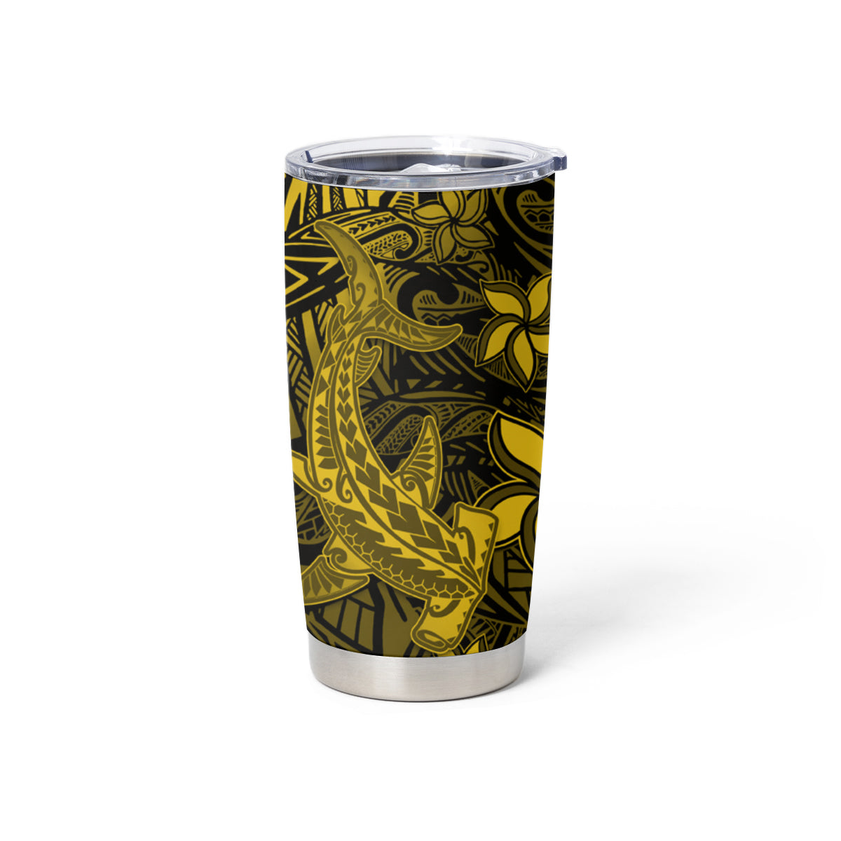 Polynesian Tumbler Cup Gold Hawaiian Tribal Hammerhead Shark LT14 - Polynesian Pride