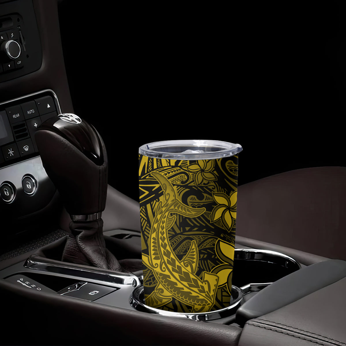Polynesian Tumbler Cup Gold Hawaiian Tribal Hammerhead Shark LT14 - Polynesian Pride