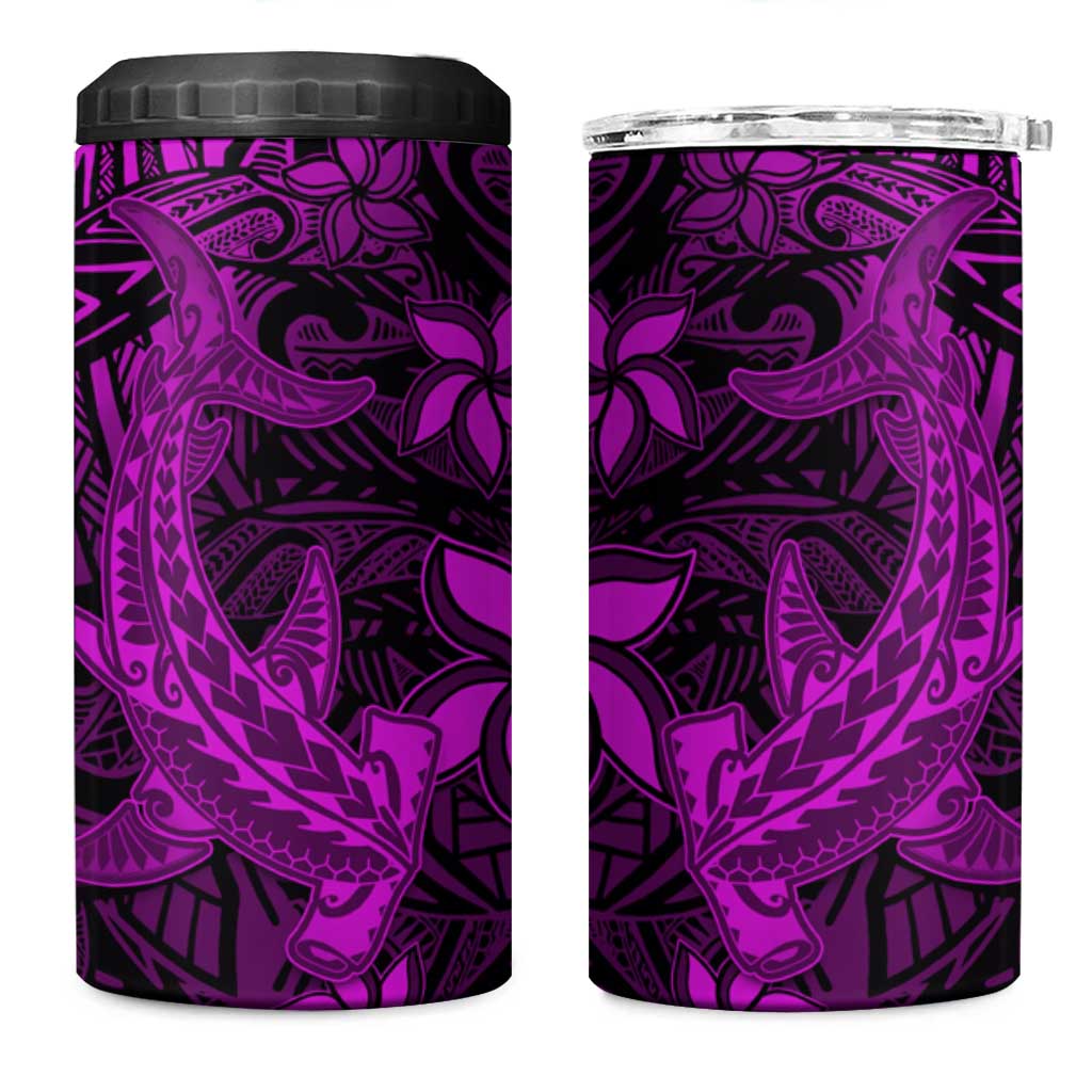 Polynesian 4 in 1 Can Cooler Tumbler Pink Hawaiian Tribal Hammerhead Shark LT14 One Size: 16 oz Pink - Polynesian Pride