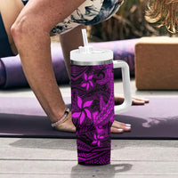 Polynesian Tumbler With Handle Pink Hawaiian Tribal Hammerhead Shark LT14 - Polynesian Pride