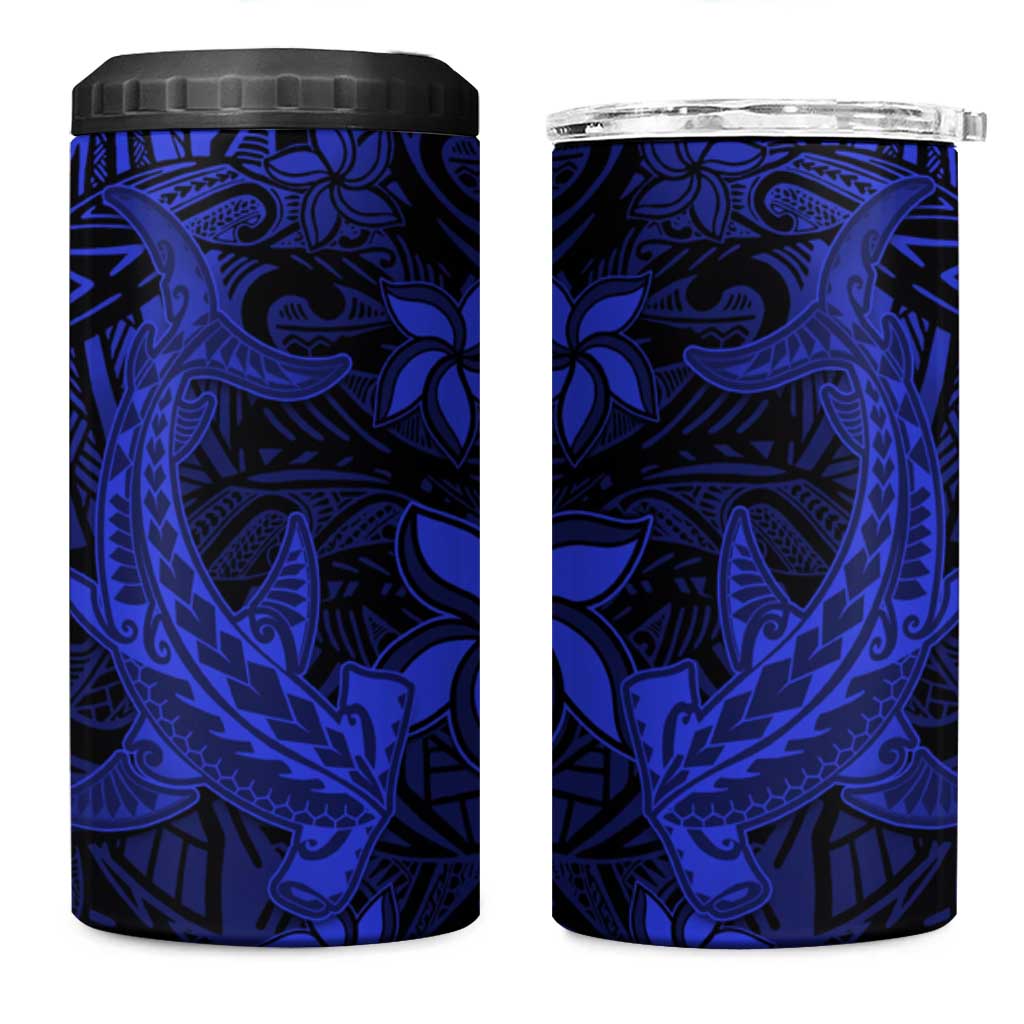 Polynesian 4 in 1 Can Cooler Tumbler Blue Hawaiian Tribal Hammerhead Shark LT14 One Size: 16 oz Blue - Polynesian Pride
