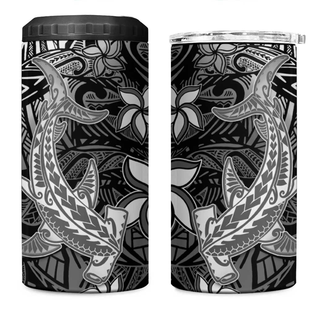 Polynesian 4 in 1 Can Cooler Tumbler Black Hawaiian Tribal Hammerhead Shark LT14 One Size: 16 oz Black - Polynesian Pride