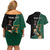 Personalised New Zealand And South Africa Rugby Couples Matching Off Shoulder Short Dress and Hawaiian Shirt 2024 All Black Springboks Mascots Together