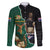 Personalised New Zealand And South Africa Rugby Family Matching Off The Shoulder Long Sleeve Dress and Hawaiian Shirt 2024 All Black Springboks Mascots Together