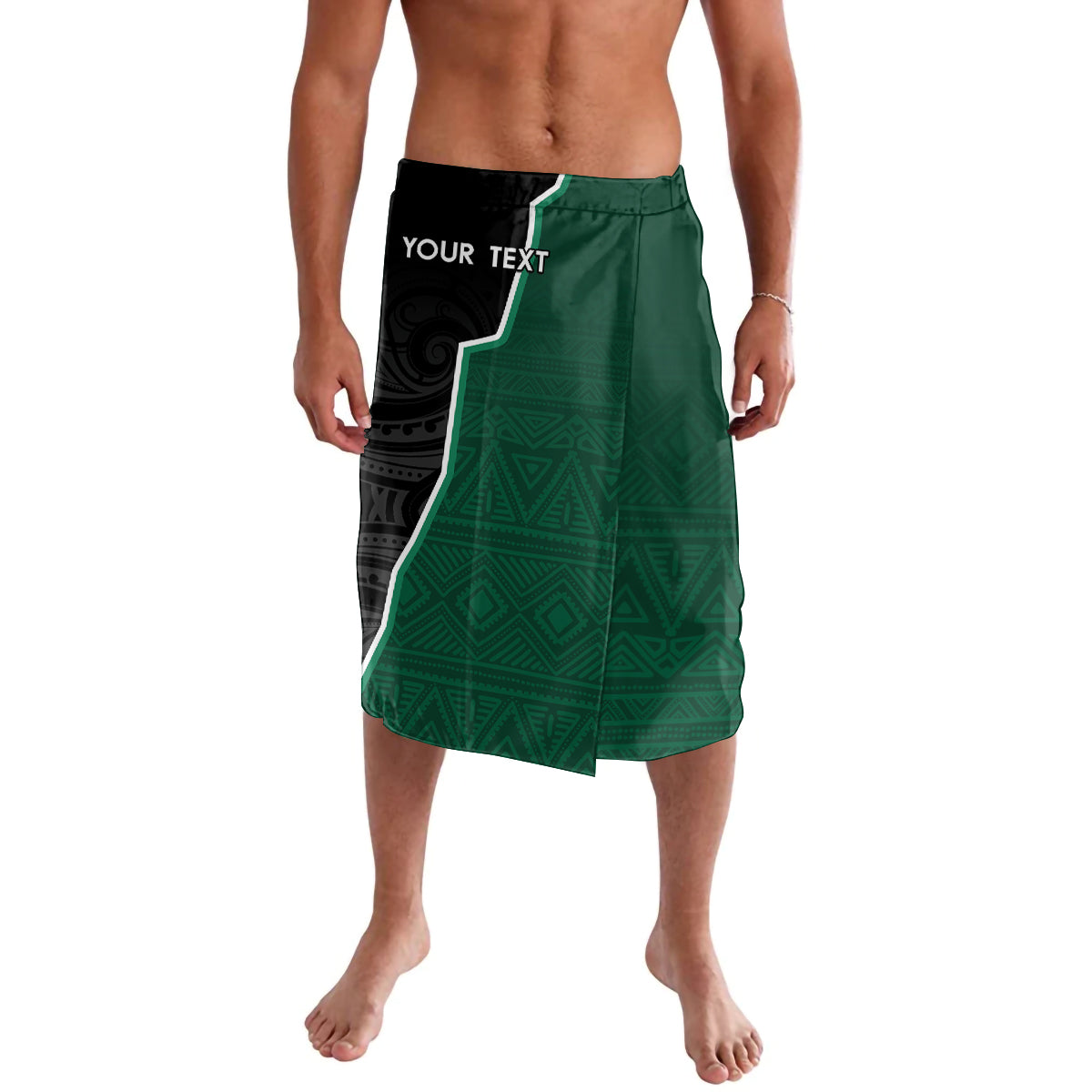 Personalised New Zealand And South Africa Rugby Lavalava 2024 All Black Springboks Mascots Together LT14 Green - Polynesian Pride