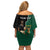 Personalised New Zealand And South Africa Rugby Off Shoulder Short Dress 2024 All Black Springboks Mascots Together