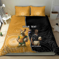 Personalised New Zealand And Australia Rugby Bedding Set 2024 All Black Wallabies Mascots Together LT14 - Polynesian Pride