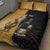 Personalised New Zealand And Australia Rugby Quilt Bed Set 2024 All Black Wallabies Mascots Together