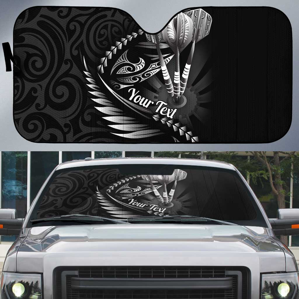 Personalised All Black New Zealand Darts Auto Sun Shade Aoteroa Fern Maori Galaxy Style LT14 Black - Polynesian Pride