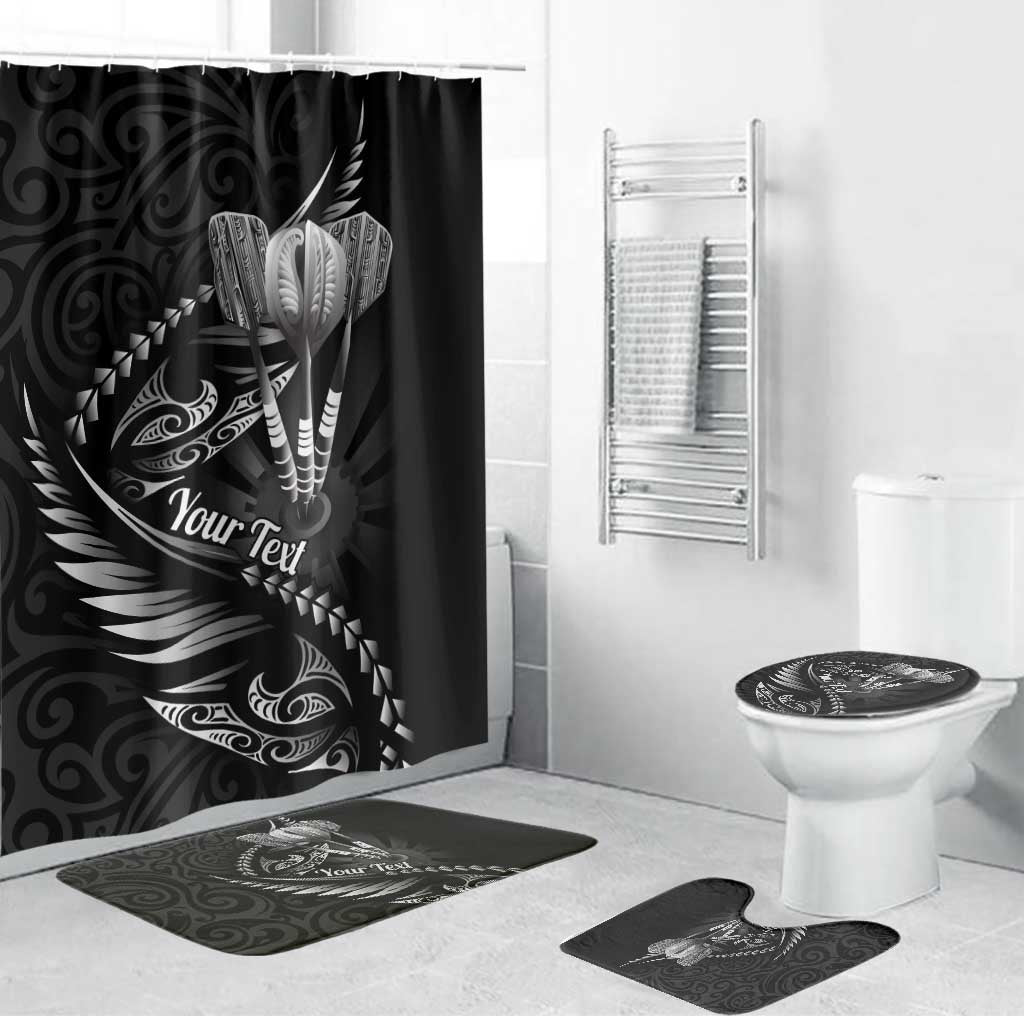 Personalised All Black New Zealand Darts Bathroom Set Aoteroa Fern Maori Galaxy Style LT14 Bathroom Set (4 pcs) Black - Polynesian Pride
