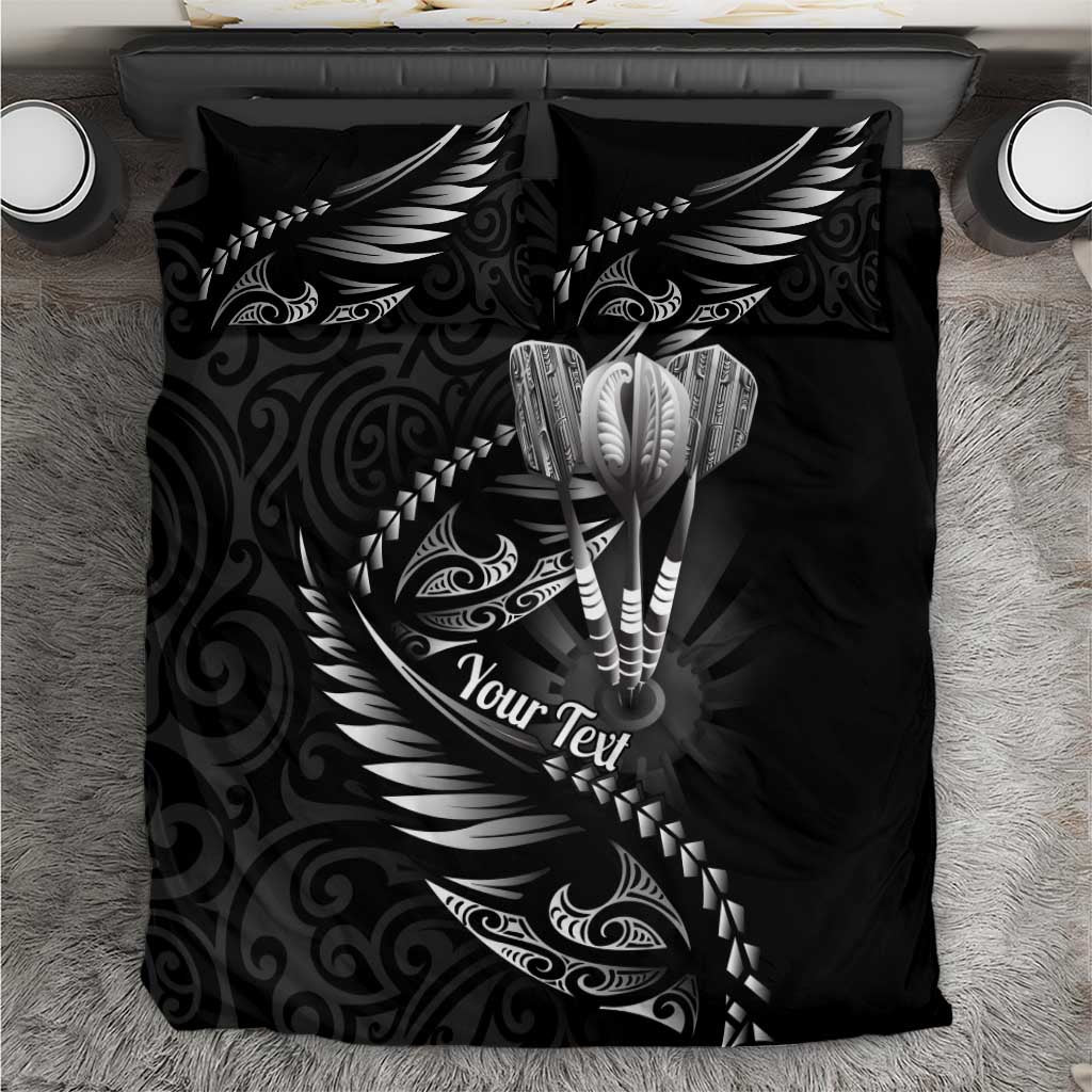 Personalised All Black New Zealand Darts Bedding Set Aoteroa Fern Maori Galaxy Style LT14 Black - Polynesian Pride