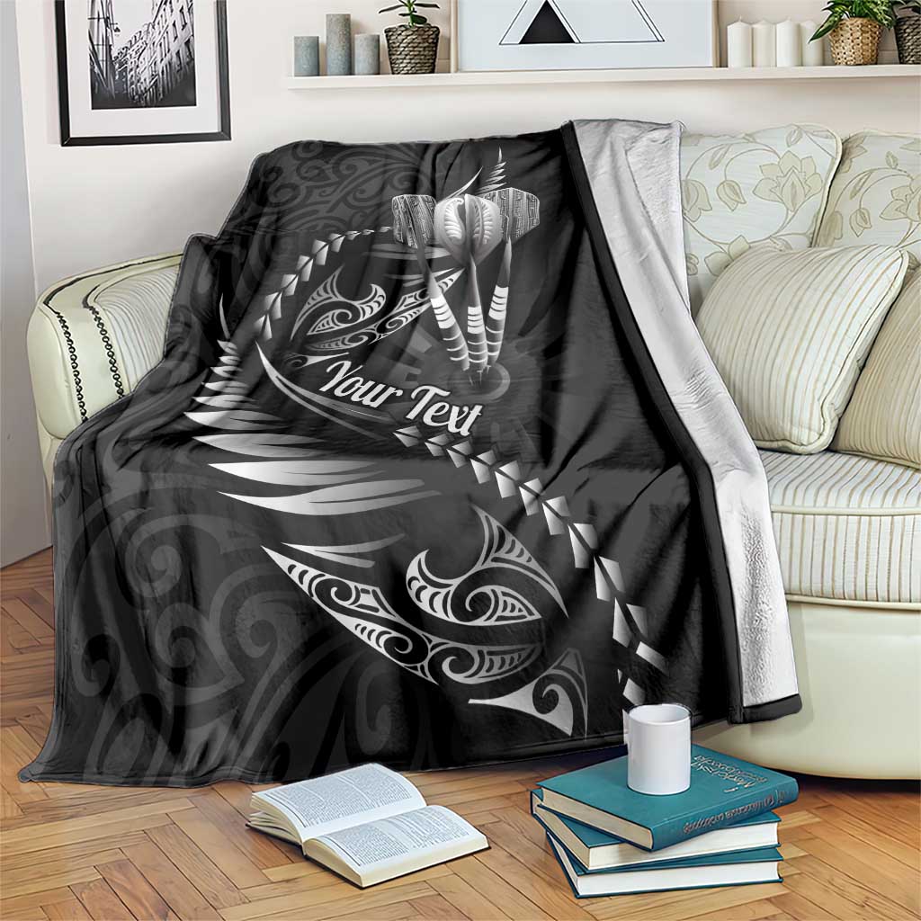 Personalised All Black New Zealand Darts Blanket Aoteroa Fern Maori Galaxy Style LT14 Black - Polynesian Pride