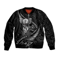 Personalised All Black New Zealand Darts Bomber Jacket Aoteroa Fern Maori Galaxy Style LT14 Unisex Black - Polynesian Pride