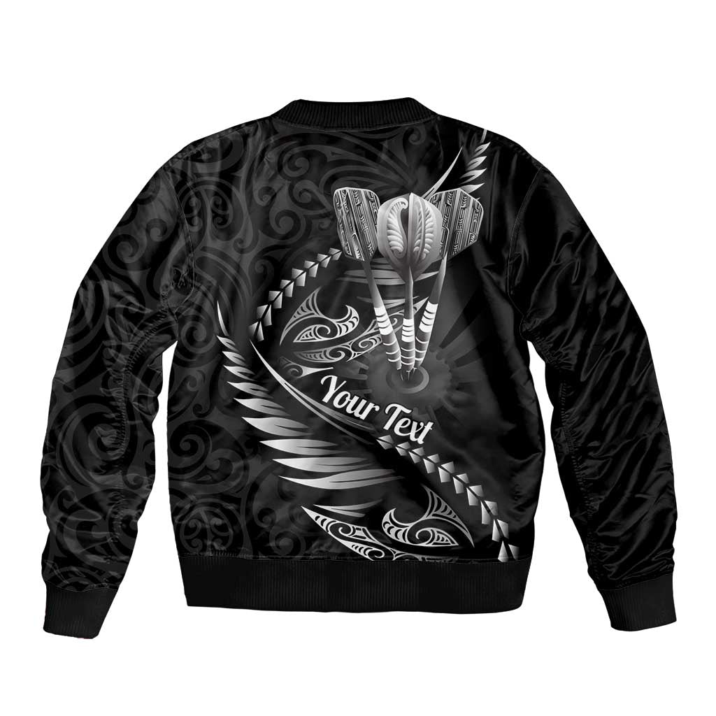 Personalised All Black New Zealand Darts Bomber Jacket Aoteroa Fern Maori Galaxy Style LT14 - Polynesian Pride