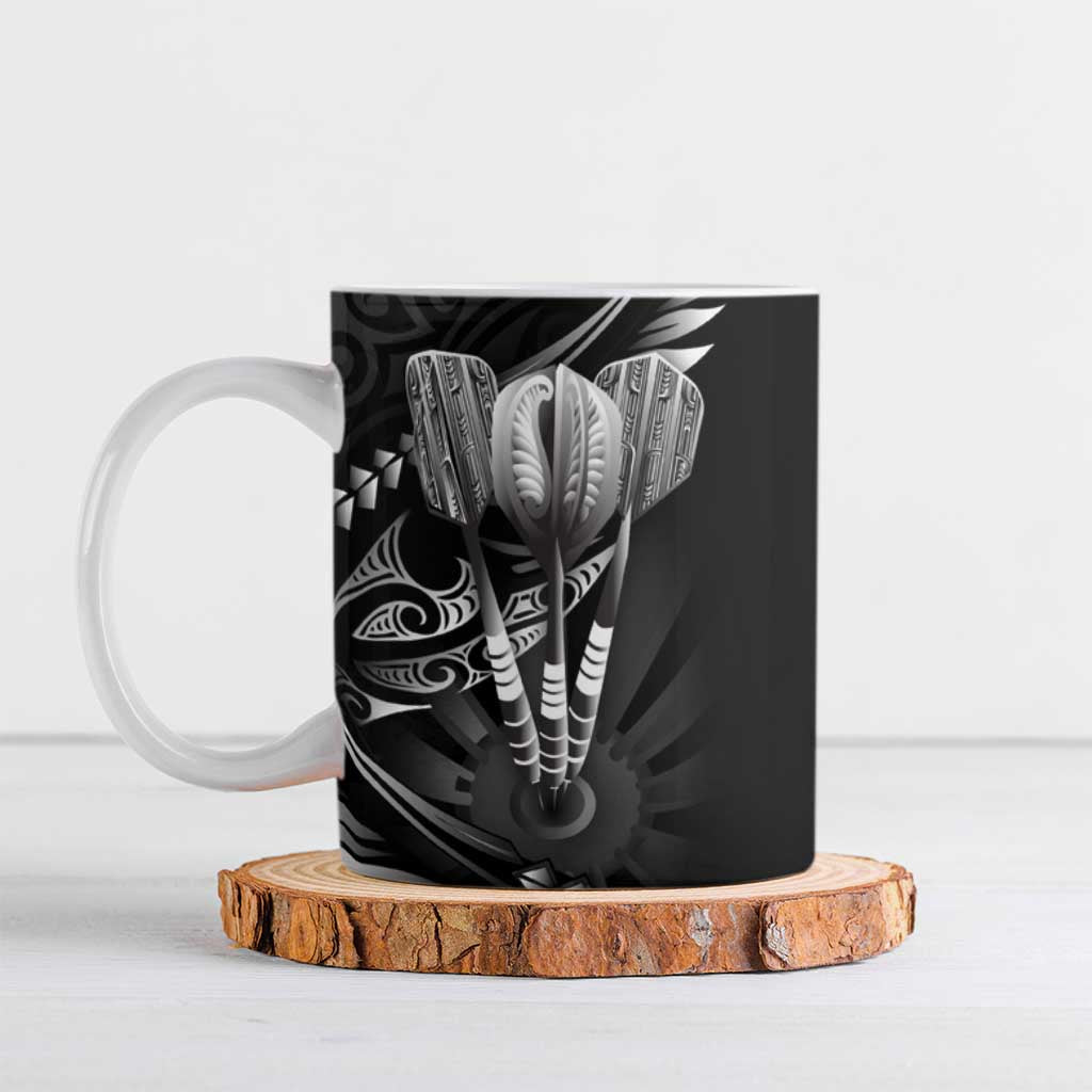 All Black New Zealand Darts Ceramic Mug Aoteroa Fern Maori Galaxy Style LT14 Black - Polynesian Pride